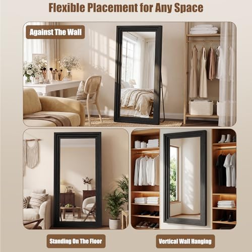 Wood Full Length Mirror 71"x30", Large Solid Wood Frame Floor Mirror - Image 4