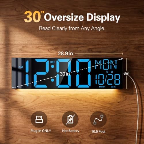 JALL 30" Extra Large Digital Wall Clock - Image 2