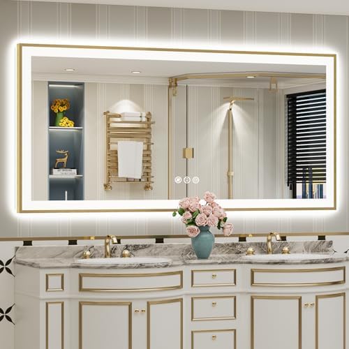 72x36 Gold LED Bathroom Mirror by Awandee