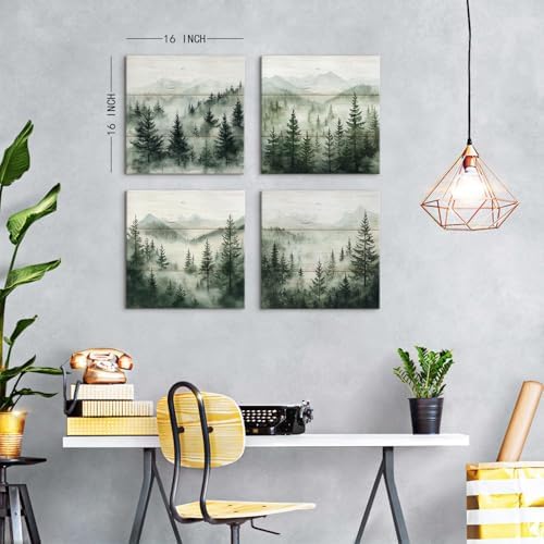 Misty Mountain Wall Art Foggy Forest Wall Decor Pine Trees Canvas Prints - Image 6
