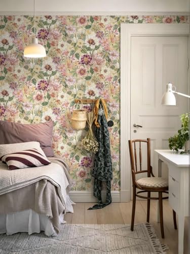 Floral Peel and Stick Wallpaper Beige Boho Contact Paper Matte Texture Warm - Image 2