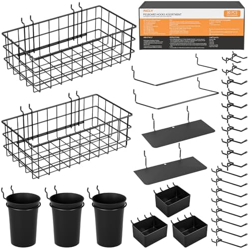 INCLY 30PCS Peg Board Organizer Accessories Kit by INCLY