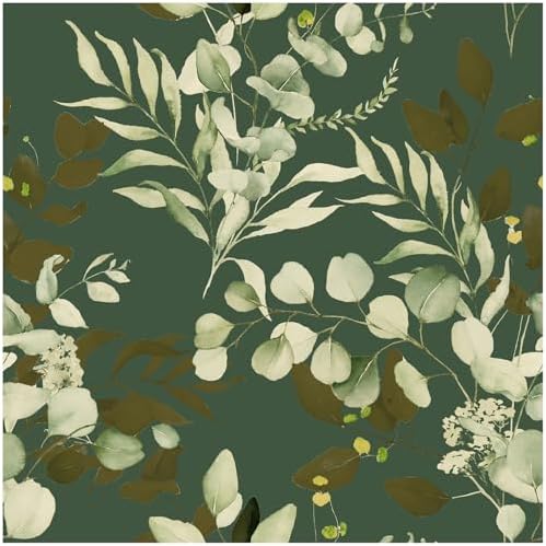 HAOKHOME Sage Green Wallpaper Peel and Stick Botanical Vintage Bathroom by HAOKHOME