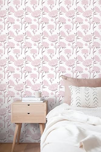 Hopepak Peel and Stick Wallpaper Floral Contact Paper Pink Wall Paper Modern - Image 3