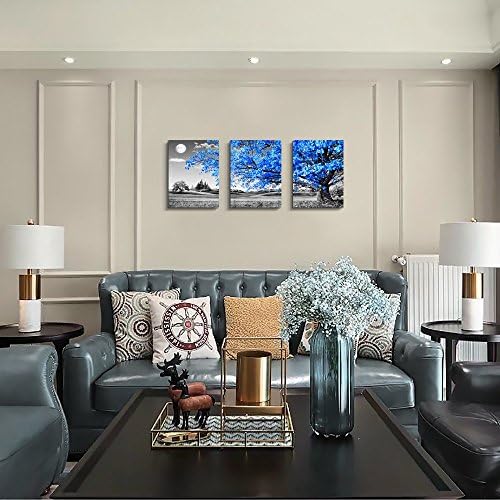 Wall Art For Living Room black and white Blue tree moon Canvas Wall Decor for - Image 5