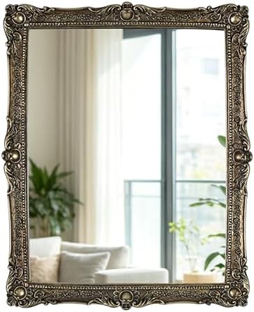 OIGUMR Wall Mirror, Freestanding or Wall Mount, Antique Gold, 13x 16 inch by OIGUMR