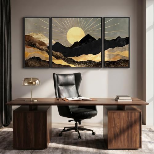 Extra Large Framed Black Gold Boho Wall Art - Image 4