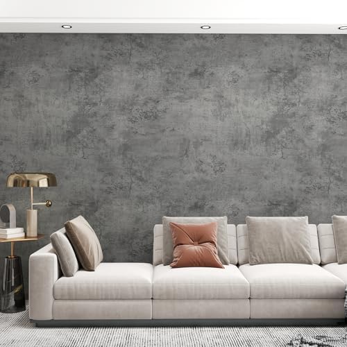 48x590inch Extra Wide Blue Grey Concrete Wallpaper Peel Stick Dark Cement Look by TOTIO
