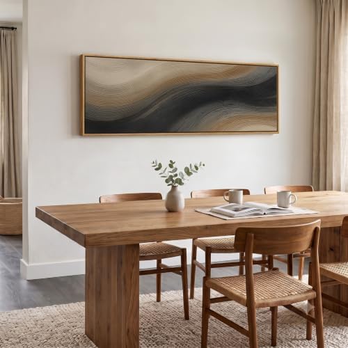 Large Framed Neutral Black Brown Abstract Wall Art - Image 4