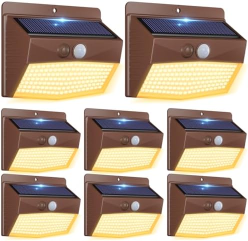 Peasur 8 Pack Solar Motion Sensor Lights Outdoor Waterproof by Peasur