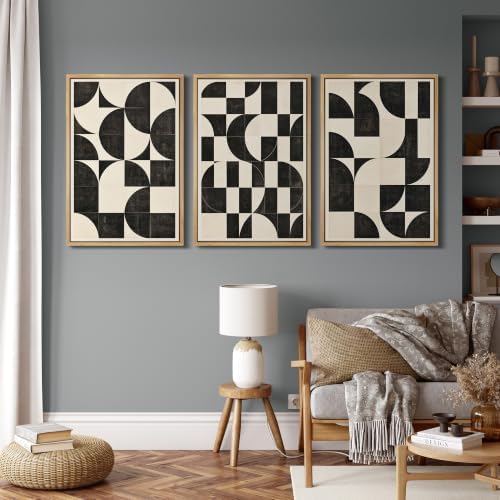 MUDECOR Framed Canvas Print Wall Art Set Geometric Blocks - Image 4