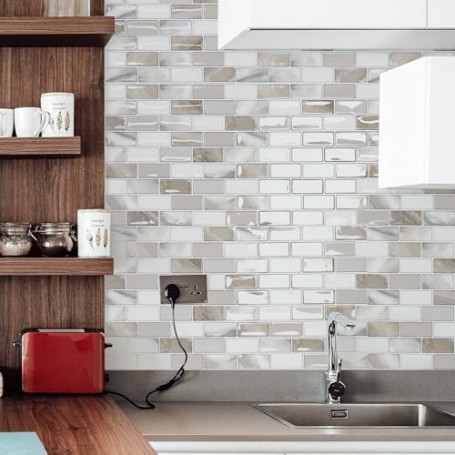 Art3d 10-Pack Marble Peel and Stick Backsplash, 12 x 12 in - Image 4