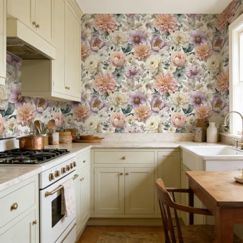 Stickorama Watercolor Floral Peel and Stick Wallpaper Self Adhesive 17.72" x - Image 6