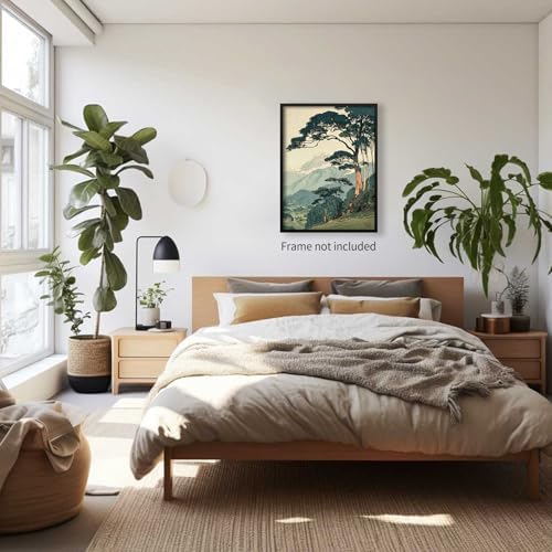 WIUHIO Nature Mountain Landscape Wall Art Vintage Japanese Forest Canvas Poster - Image 3
