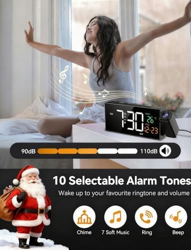 Netzu Projection Clock for Bedroom Ceiling, Alarm Clocks Black - Image 3
