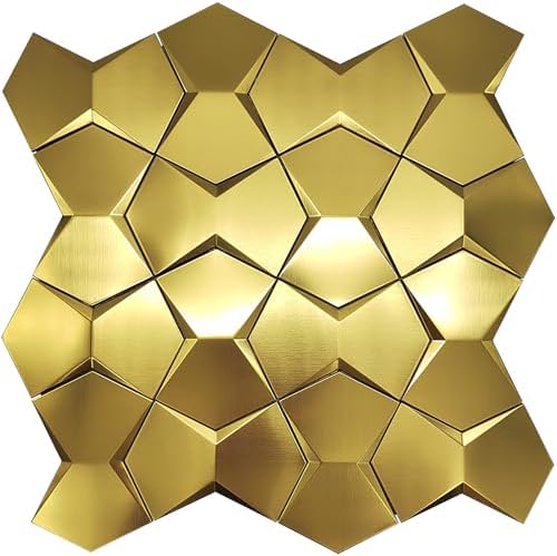 Blujellyfish 3D Gold Tile Metallic Long Hexagon Tile 3D Wall Panels by Blujellyfish