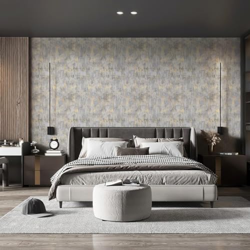 Metallic Textured Wallpaper Distressed Concrete Wallpaper 17.3in x 39.4ft - Image 5