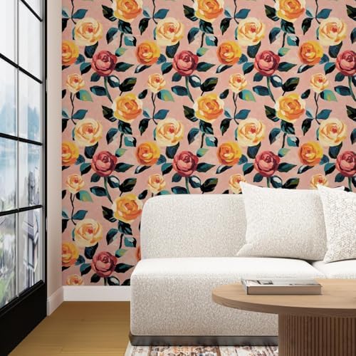 Laatse Watercolor Boho Floral Peel and Stick Wallpaper 17.5" x393" - Image 2