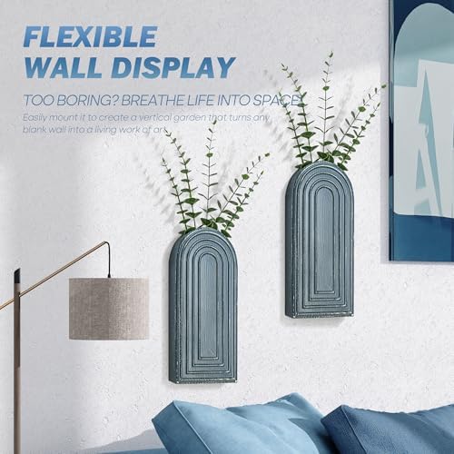 EOSAHR Wall Vase for Boho Room Decor: Wall Planter for Flowers, Denim Blue - Image 5