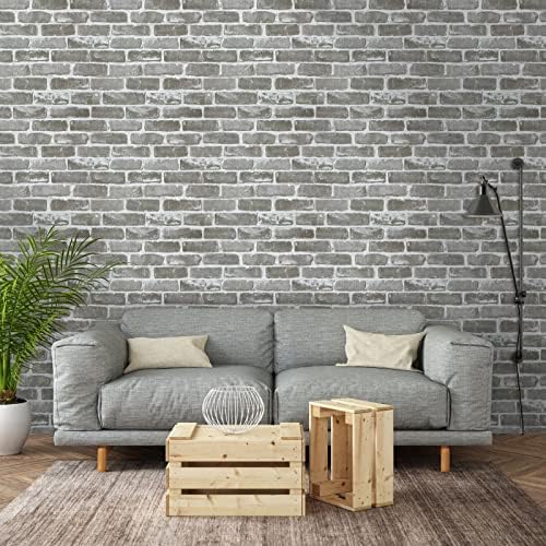 Timeet 17.7''×393.7'' Vintage Gray Brick Peel and Stick Wallpaper Self Adhesive - Image 5