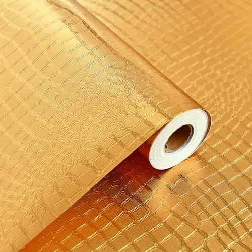 Peel and Stick Wallpaper Gold Crocodile Wallpaper 15.7" X 118" - Image 6