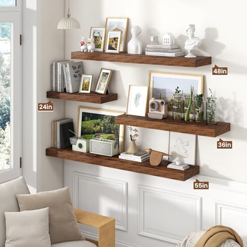 Heimlove Floating Shelves 15.7" W x 10.3" D Rustic Brown Set of 2 - Image 5