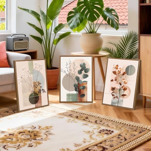 WENGTIAO Boho Neutral Abstract Botanical Framed Canvas Wall Art 16"x24"x3 - Image 2