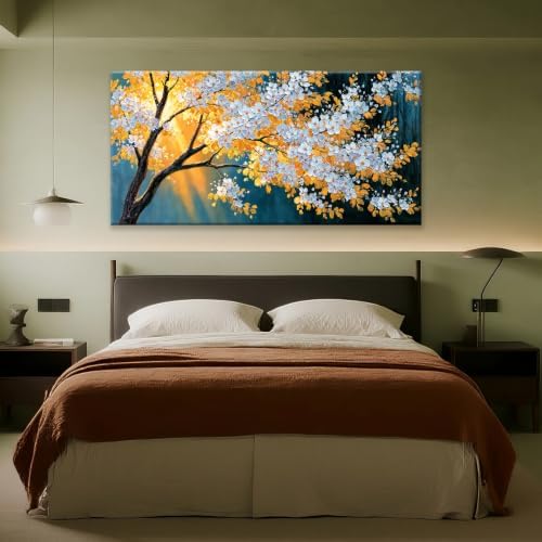 Modern Yellow Floral Tree Wall Artwork Pictures - Image 3