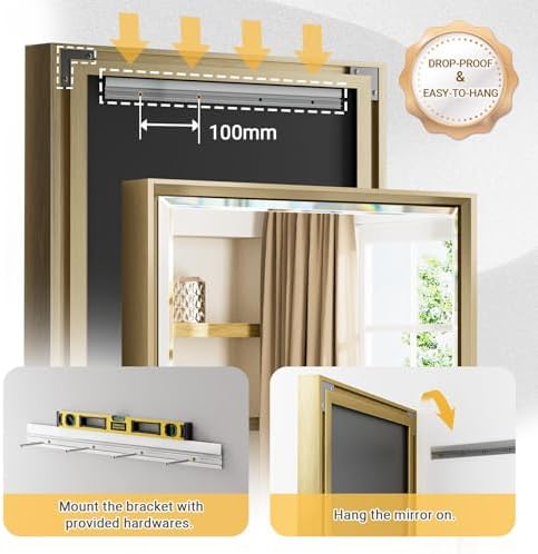 16x60 Inch Brushed Gold Full Length Mirror - Image 5