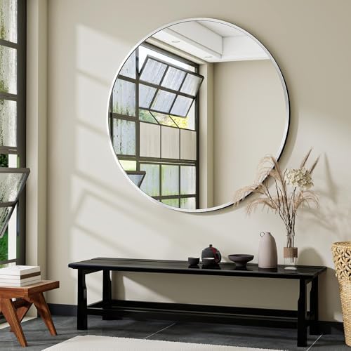 VooBang Large Silver Round Bathroom Mirror 42" by VooBang