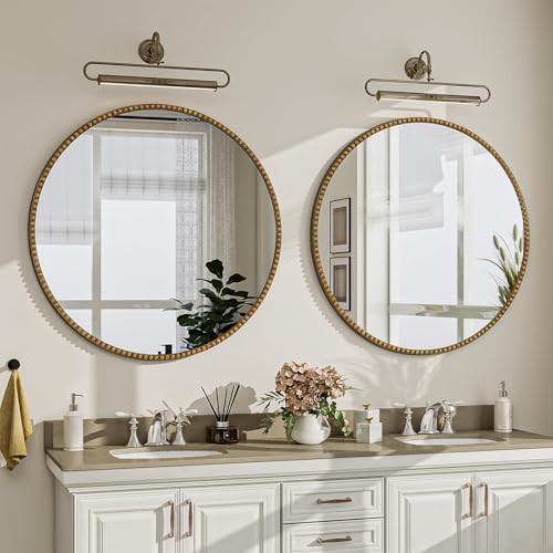 Vintage Round Mirror, 28 Inch Circle Wall Mounted - Image 2