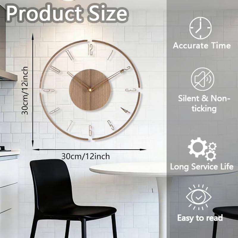 Modern Minimalist Wooden Wall Clock - Image 4