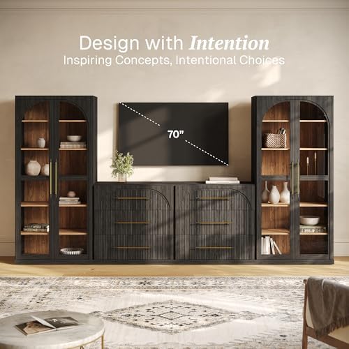 BELLEZE Jagger 128" Wall Unit 4-Piece Modular TV Stand - Image 3