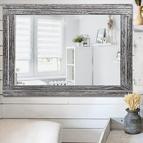 AAZZKANG Rustic Mirrors Large Wood Framed Wall Mirror 28"x20" Rectangle - Image 5