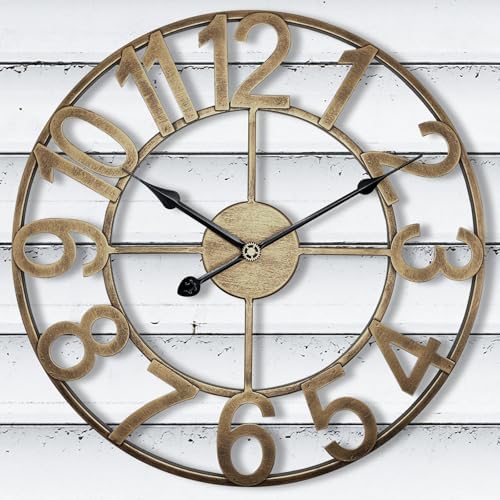 Indoor Outdoor Large Wall Clock Silent Analog Battery Operated, 30 Inch Metal by SUKYING