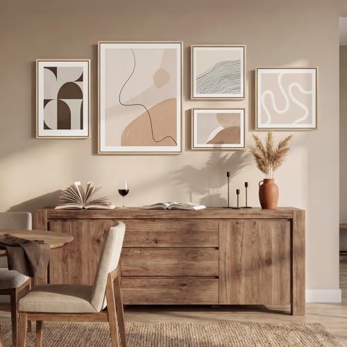 Large Framed Neutral Beige Abstract Wall Art - Image 3