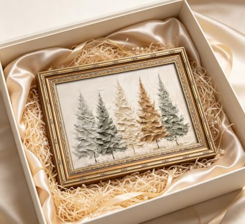 Vintage Gold Framed Christmas Tree Wall Art, 3D Textured Pine Tree Print - Image 7