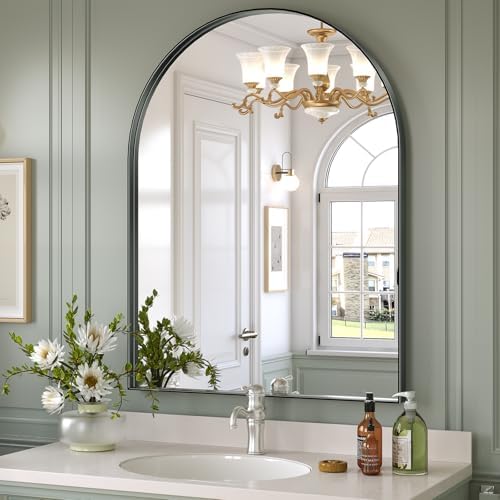Brightify Black Arched Mirror, 32 x 42 Inch Arch Wall Mirror by Brightify
