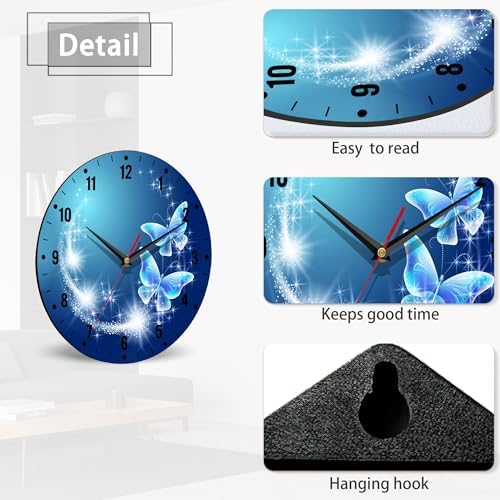 SPUNKER Wall Clock, Stars Clocks 10 Inch Silent Non-Ticking Wall Battery - Image 4