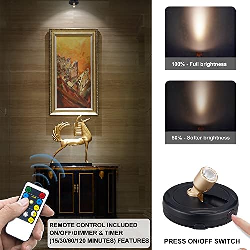 HAMVIDNE Wireless LED Spotlight, Battery Powered Indoor Plant Tree Up Light - Image 3