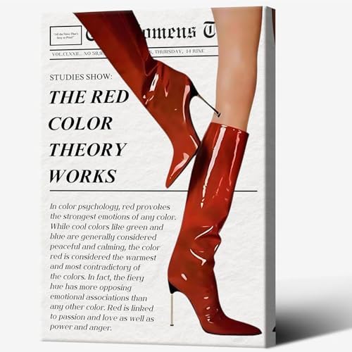 Trendy Red Boot Wall Art Funky Feminist Canvas Poster Trendy Preppy Newspaper by Unknown