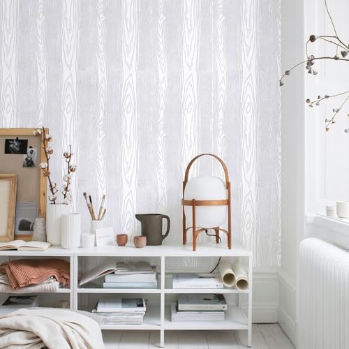 Yun-aeon White and Silver Wood Contact Paper 17.3"x120" Rustic Wooden Peel and - Image 4