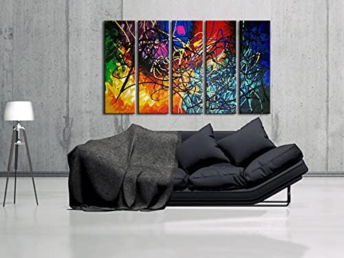 Wieco Art Colorful Abstract Heart Oil Paintings on Canvas Wall Art Ready to Hang - Image 3