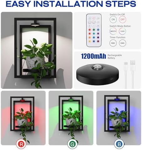 Wall Plant Holder with Grow Light, Wall Planters - Image 4