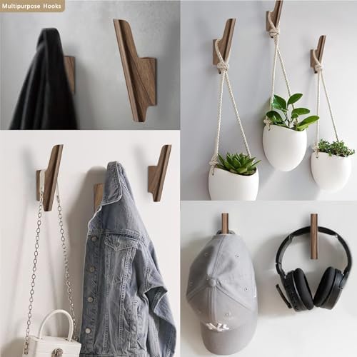 Wood Wall Hooks 4 Pack Coat Hooks Wall Mount, Towel Hooks - Image 5