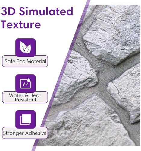 3D Peel and Stick Faux Stone Wall Panels 11.8" x 11.8" 10-Pack - Image 3