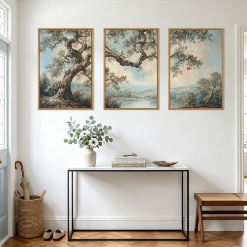 BINCUE Large Nature Wall Art Vintage Tree Artwork Set of 3 Forest Painting - Image 4