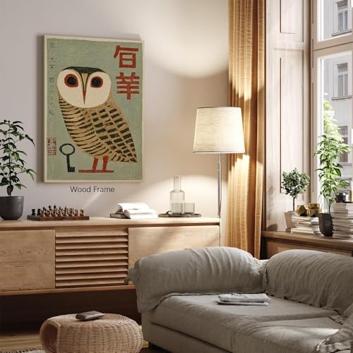 Japanese Animal Framed Poster Prints Vintage Owl Canvas Wall Art 11x14 inch - Image 4