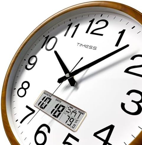 TIMESS Wall Clock, Classic Wood Style Finish, 16 Inch Non-Ticking Silent - Image 2