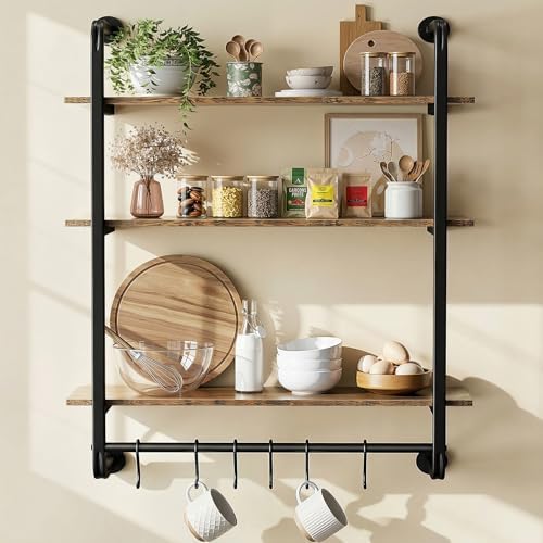 3 Tier Industrial Pipe Floating Shelf by Kssiaz